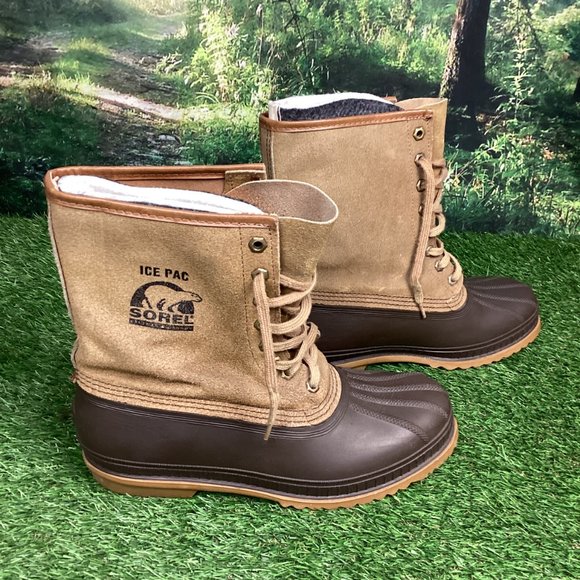 Sorel Leather Ice Pac Winter Snow Duck Lace Up Boots 9 - Picture 7 of 10